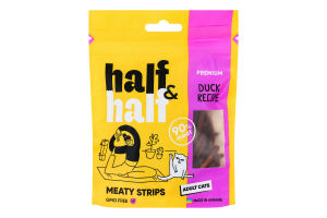 Лакомство для взрослых котов с уткой Meaty strips Premium Half&Half д/п 50г