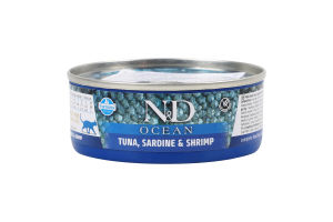Корм д/котів N&D беззерновий з тунцем креветкою та сардиною 70г ж/б Farmina