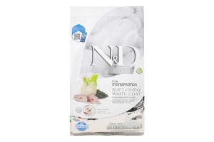 Корм д/собак дрібних порід з білою шерстю N&D беззерновий з сібасом спіруліною та фенхелем сухий 2кг Farmina