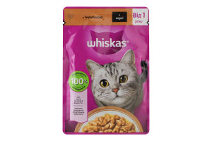 Корм консервований повнораціонний для дорослих котів З індичкою в соусі Whiskas д/п 85г