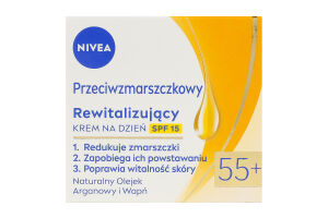 Крем для лица дневной против морщин + ревитализация с натуральным аргановым маслом и кальцием SPF 15 55+ Nivea 50мл