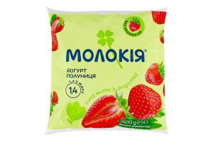 Йогурт 1.4% питьевой Клубника Молокія м/у 400г