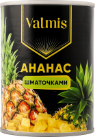 Ананас шматочки в сиропі 565г ж/б з ключем Valmis