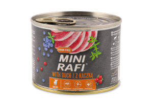 Корм д/собак малих порід Міні з качкою 185г ж/б Рафі