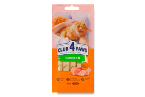 Лакомство для котов кремовое Курица Premium Club 4 Paws м/у 4х15г