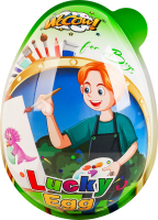 Яйцо пластиковое для мальчика с конфетами и сюрпризом Lucky egg Wooow п/у 80г в ассорт