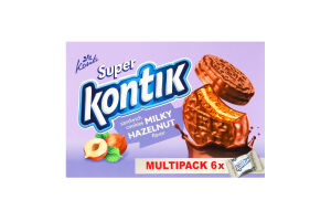 Печиво-сендвіч «Super Kontik» зі смаком фундука молочний фас. 270г