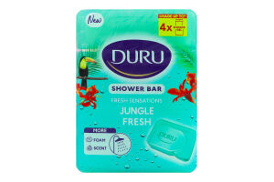 Мыло косметическое для душа Свежесть джунглей Свежие ощущения Duru 4х150г