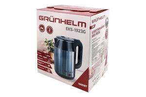 Електрочайник дисковий 1,8л сірий метал Grunhelm