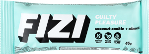 Батончик з фініками, кокосовим печивом та мигдалем у шоколаді з підсолоджувачем Guilty pleasure Fizi м/у 45г