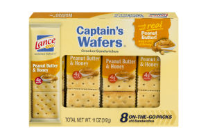 Lance Cracker Sandwiches Captain's Wafers Peanut Butter & Honey - 8 CT