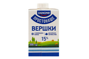 Вершки 15% стерилізовані Простонаше т/п 200г