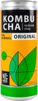 Напиток брожения фильтрованный непастеризованный с сахаром Kombucha Original Vit-Fit ж/б 0.33л