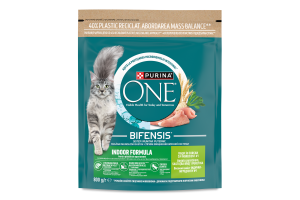 Корм сухой полнорационный для взрослых котов с индейкой Indoor formula Bifensis Purina One д/п 800г