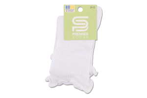 Шкарпетки Premier socks вис рубчик рюш білі р20-22