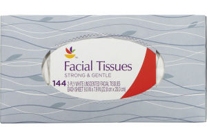 Ahold Facial Tissues Strong & Gentle Unscented - 144 CT
