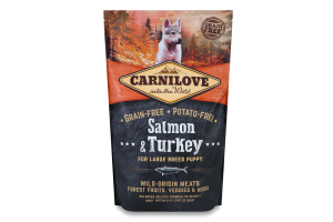 Корм д/цуценят великих порід з лососем та індичкою сухий 1,5кг Карнілав