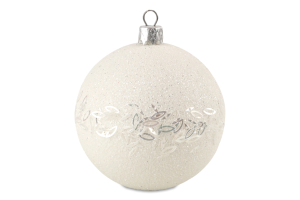 Куля новорічна біла пластик пастель/рис 8см КМ
