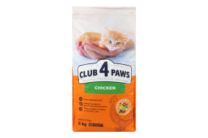 Корм сухий повнораціонний для кошенят Курка Premium Club 4 Paws м/у 5кг