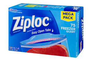 Ziploc Freezer Bags, Quart - 75 CT