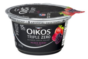 Dannon Oikos Triple Zero Blended Greek Nonfat Yogurt Mixed Berry