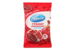 Серветки вологі Гранат Natural extracts Smile 15шт