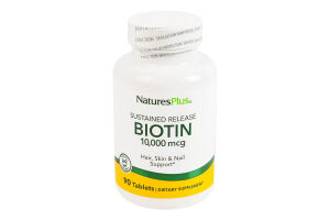 Добавка дієтична таблетки 10000мкг Біотин пролонгованої дії NaturesPlus 90шт