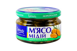 Мясо мидий подкопченных в масле Veladis с/б 200г