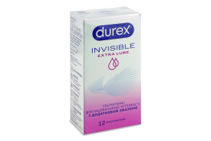 Презервативы латексные ультратонкие с силиконовой смазкой Extra Lube Invisible Durex 12шт