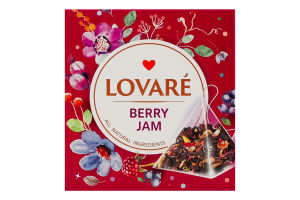 Бленд чаю плодово-ягідного та квіткового з ароматом лісових ягід та вишні Ягідний джем Lovare к/у 15х2г