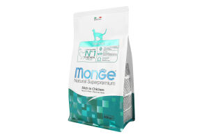 Корм сухий повнораціонний для котів з куркою Hairball Natural superpremium Monge м/у 400г