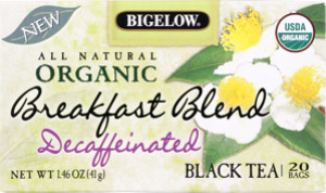 Bigelow All Natural Organic Breakfast Blend Decaffeinated Black Tea