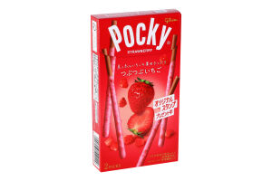 Палички-соломка Pocky в шокол зі шматоч полуниці