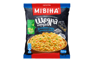 Вермишель быстрого приготовления неострая со вкусом сыра с зеленью и овощами Щедрая порция Мівіна м/у 73.5г