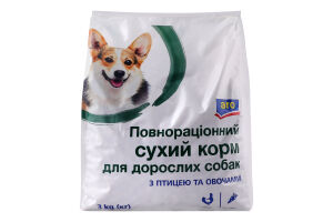 Корм сухий повнораціонний для дорослих собак З птицею та овочами Aro м/у 3кг