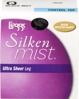 L'eggs Silken Mist Ultra Sheer Leg Control Top Run Resistant Black Mist Q
