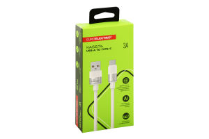 Кабель д/смартфону білий USB-A-Type-C 3A 1м Euroelectric