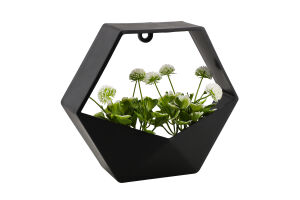 Вазон декоративний з квітами шестикутний настінний 22*15*10,5см в асортименті BMG