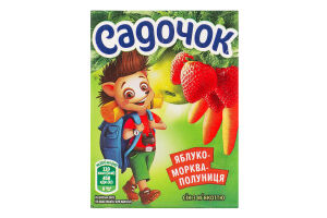 Сок с мякотью пастеризованный Яблоко-морковь-клубника Садочок т/п 200мл