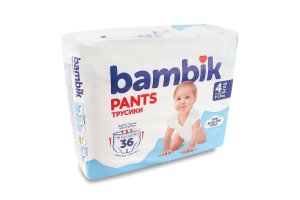 Трусики-подгузники для детей 9-15кг 4 Bambik 36шт
