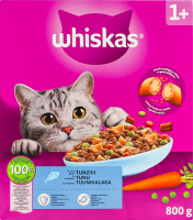 Корм сухой полнорационный для взрослых котов С тунцом Whiskas к/у 800г