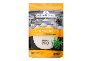 Соль морская пищевая с ламинарией помол №0 Salute di Mare д/п 750г