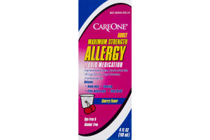 CareOne Cherry Flavor Adult Allergy Liquid Medication Maximum Strength