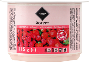 Йогурт 1.5% з наповнювачем Полуниця-малина Rioba ст 115г