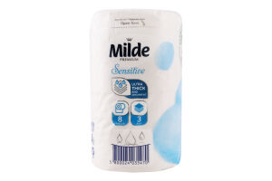 Папір туалетний 3-х шаровий Sensitive Premium Milde 8шт