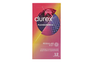 Презервативи латексні з ребрами та крапками з силіконовою змазкою Pleasuremax Durex 12шт