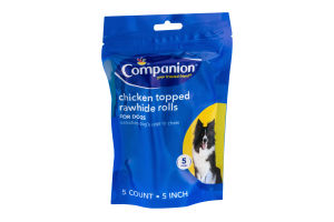 Companion Dog Rawhide Chicken Topped 5 Inch - 5 CT