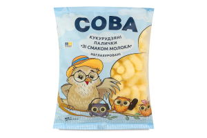 Палички кукурудзяні солодкі неглазуровані Зі смаком молока Сова м/у 60г