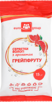 Серветки вологі Еврогруп 15 шт. з ароматом Грейпфруту
