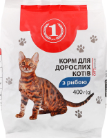 Корм сухой полнорационный для взрослых котов с рыбой ТМ "1" м/у 400г